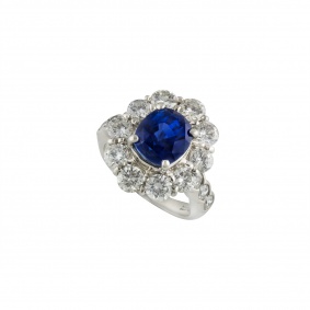Sapphire & Diamond Dress Ring in Platinum